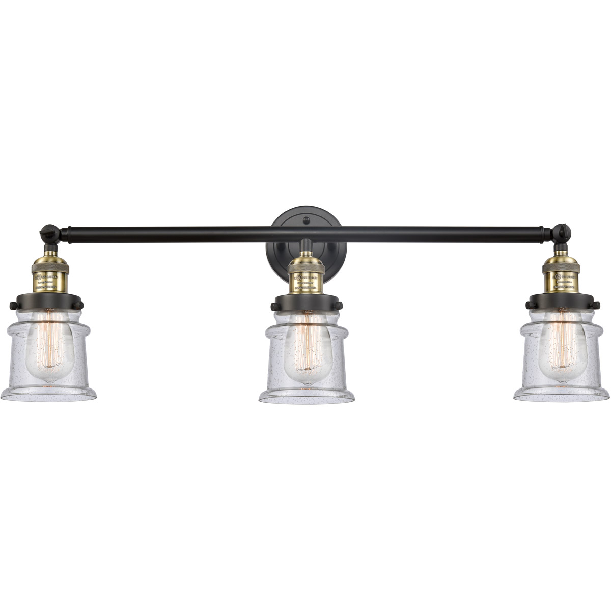 Innovations Lighting 205-BAB-G184S Franklin Restoration Small Canton 3 Light 30 inch Black Antique Brass Bath Vanity Light Wall Light in Seedy Glass, 
