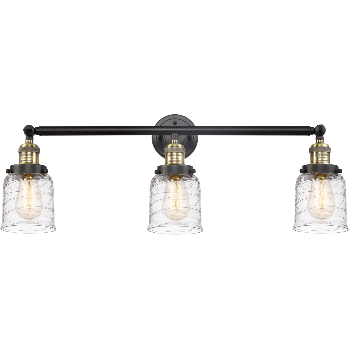 Innovations Lighting 205-BAB-G513 Franklin Restoration Bell 3 Light 30 inch Black Antique Brass Bath Vanity Light Wall Light