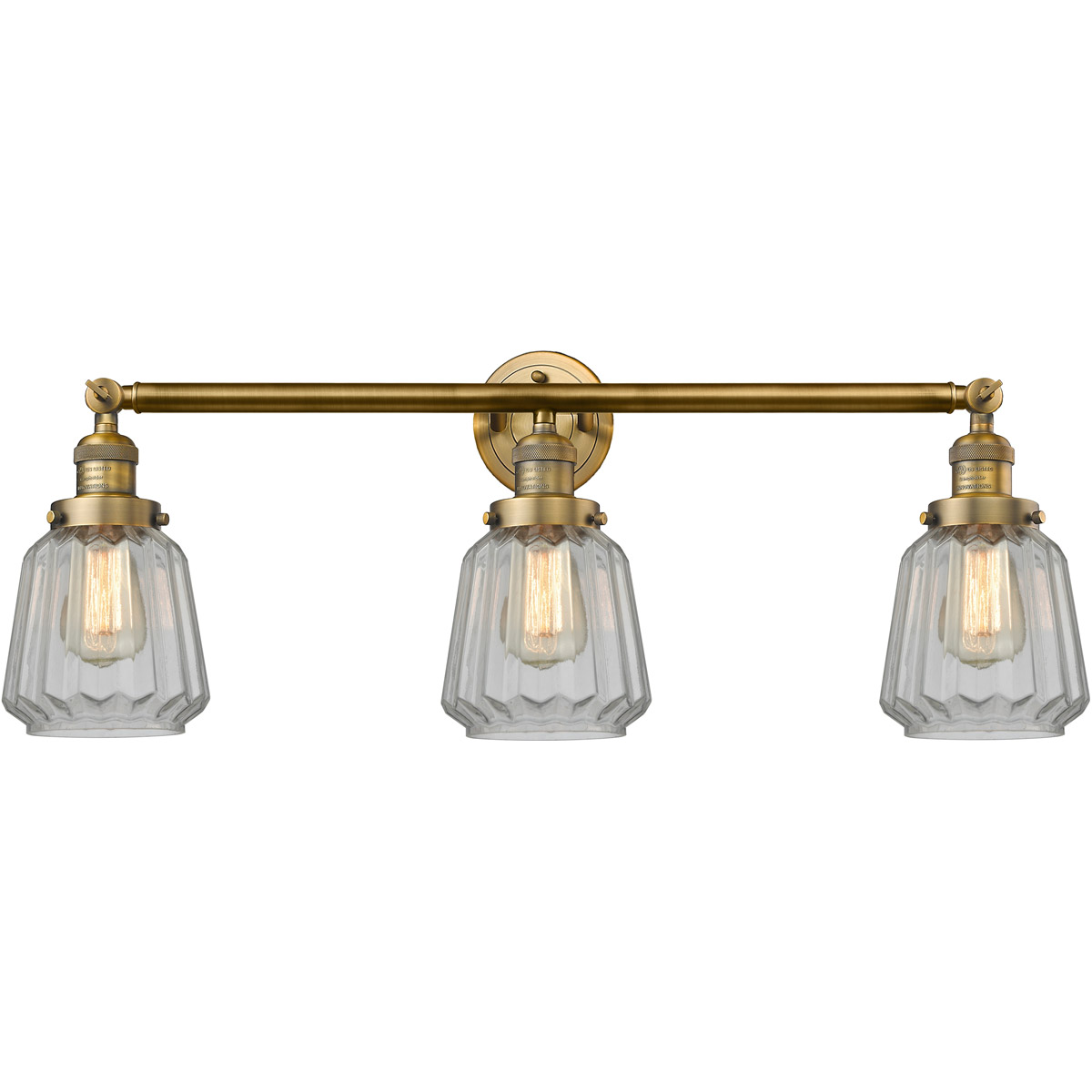 Innovations Lighting 205-BB-G142 Franklin Restoration Chatham 3 Light 30 inch Brushed Brass Bath Vanity Light Wall Light in Clear Glass, Franklin Rest