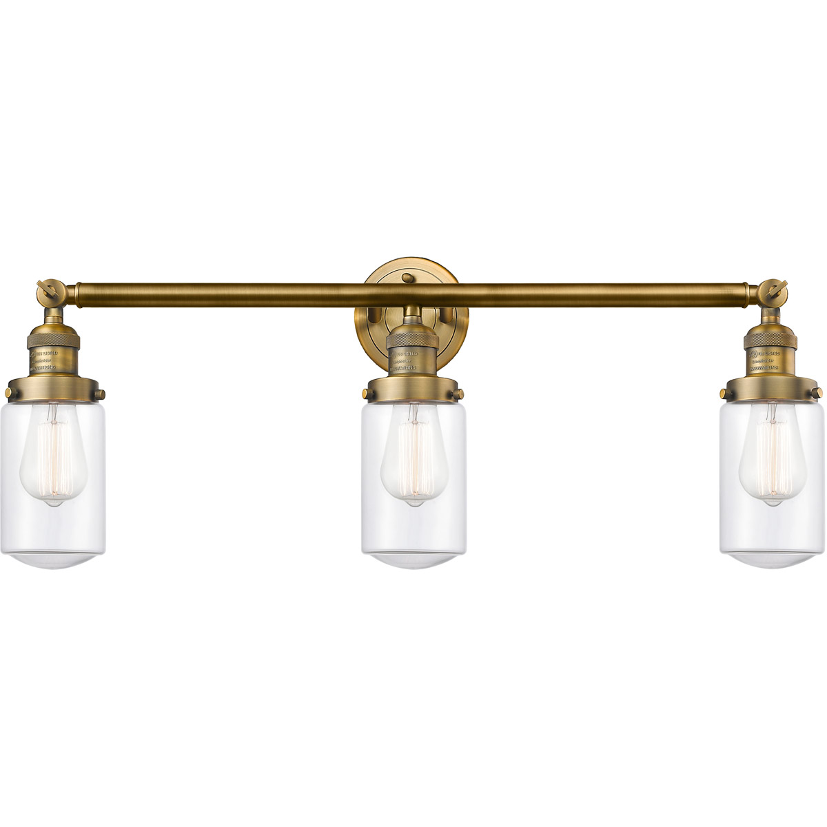 Innovations Lighting 205-BB-G312-LED Franklin Restoration Dover LED 31 inch Brushed Brass Bath Vanity Light Wall Light in Clear Glass, Franklin Restor