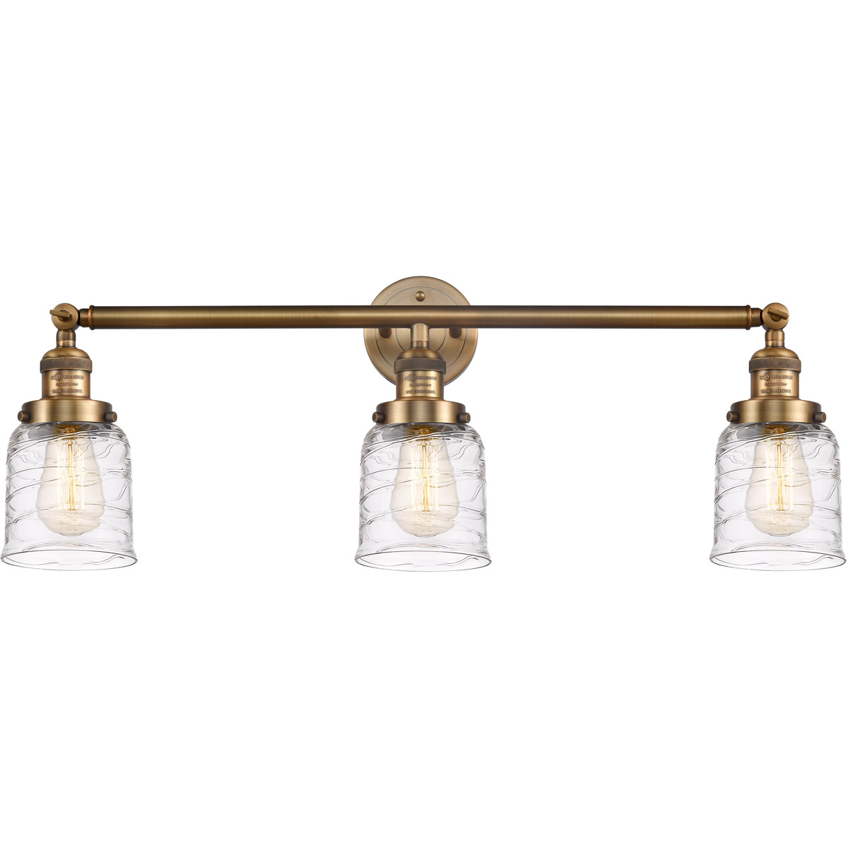 Innovations Lighting 205-BB-G513 Franklin Restoration Bell 3 Light 30 inch Brushed Brass Bath Vanity Light Wall Light