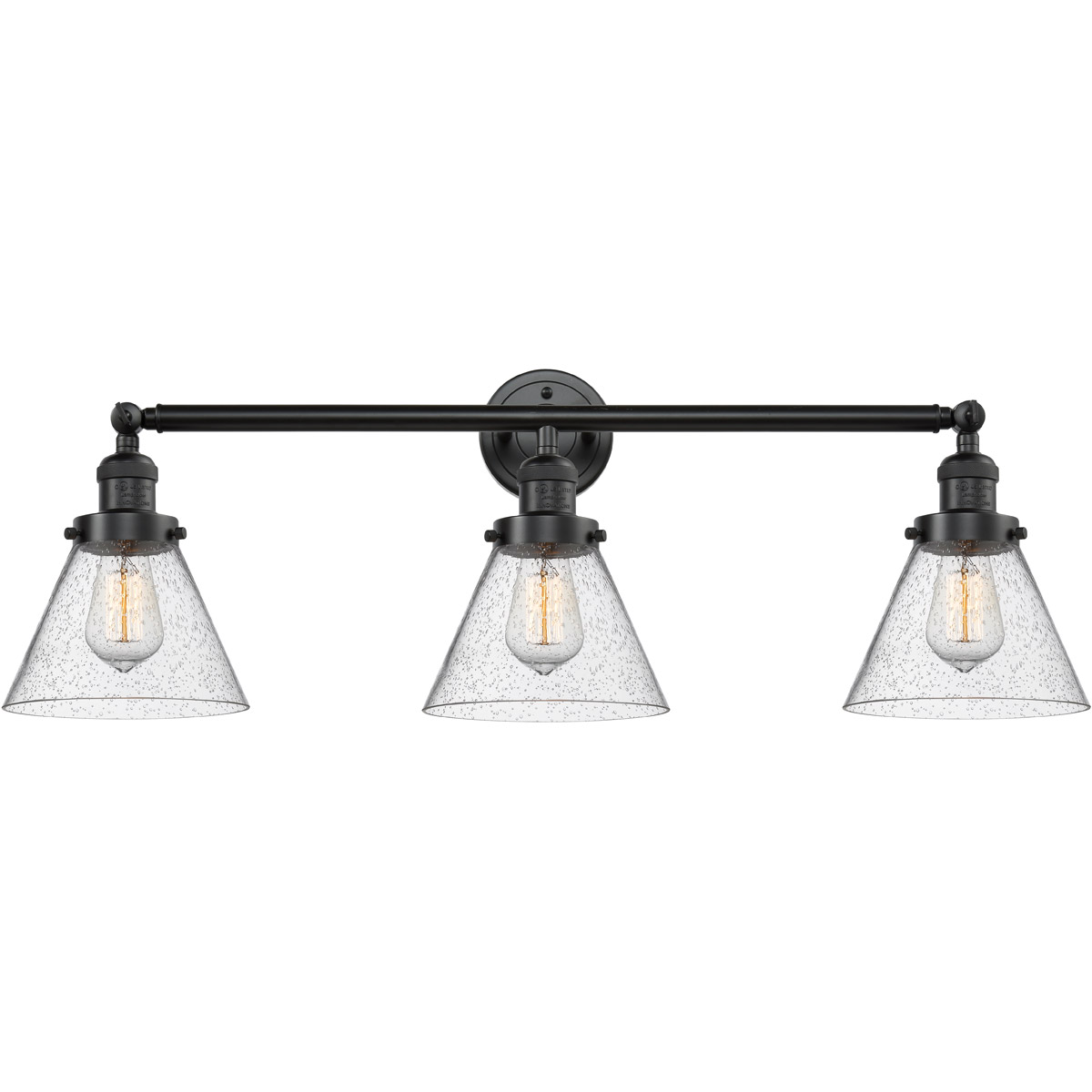 Innovations Lighting 205-OB-G44-LED Franklin Restoration Large Cone LED 32 inch Oil Rubbed Bronze Bath Vanity Light Wall Light in Seedy Glass, Frankli