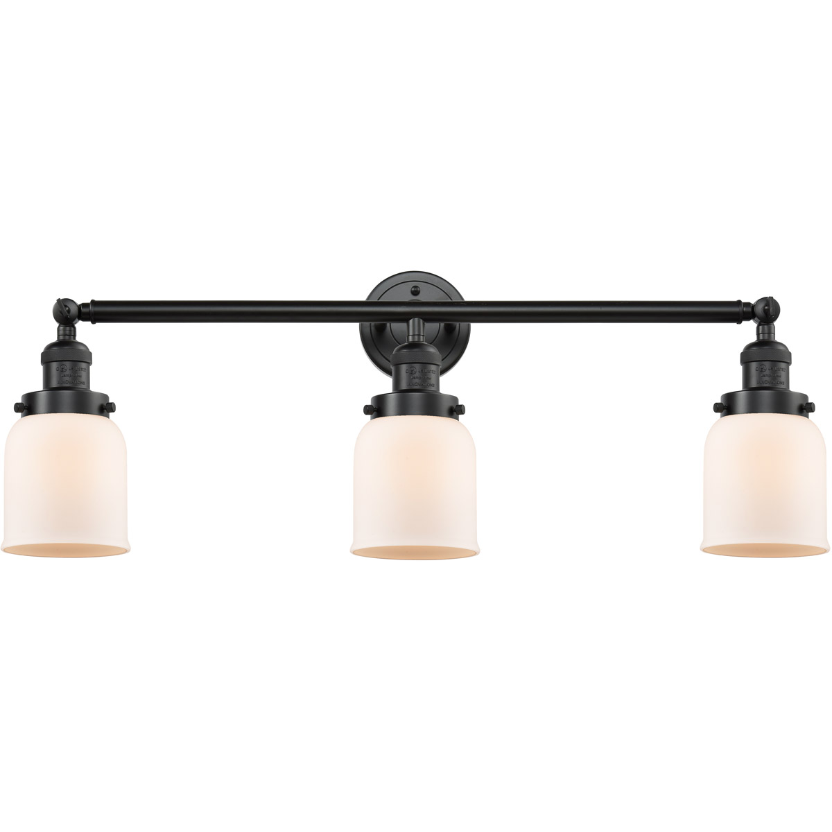 Innovations Lighting 205-OB-G51-LED Franklin Restoration Small Bell LED 30 inch Oil Rubbed Bronze Bath Vanity Light Wall Light in Matte White Glass, F
