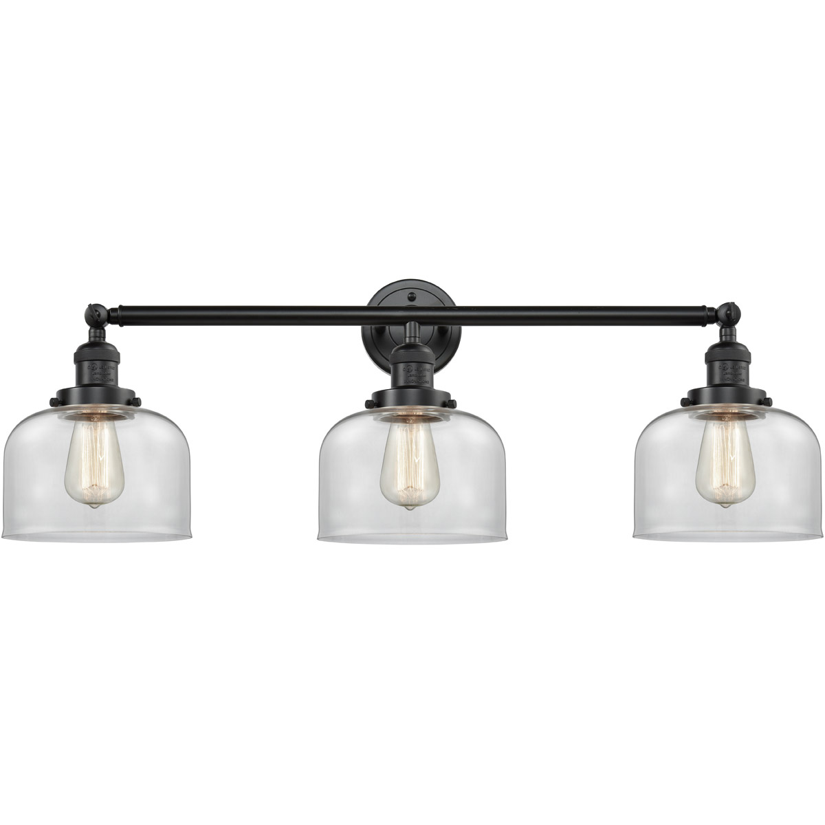 Innovations Lighting 205-OB-G72-LED Franklin Restoration Large Bell LED 32 inch Oil Rubbed Bronze Bath Vanity Light Wall Light in Clear Glass, Frankli