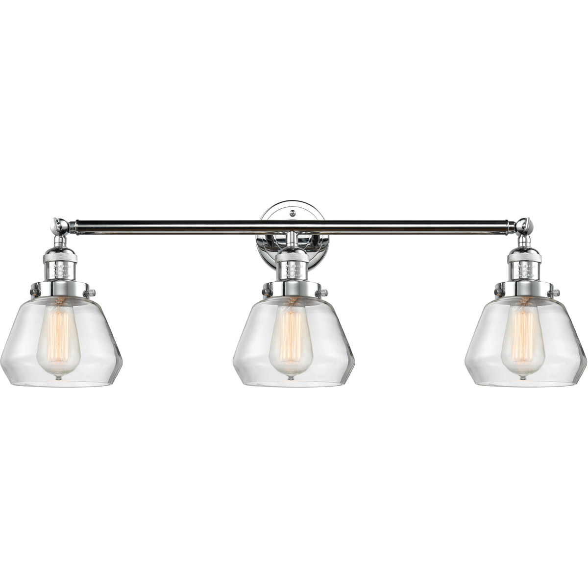 Innovations Lighting 205-PC-G172 Franklin Restoration Fulton 3 Light 30 inch Polished Chrome Bath Vanity Light Wall Light in Clear Glass, Franklin Res