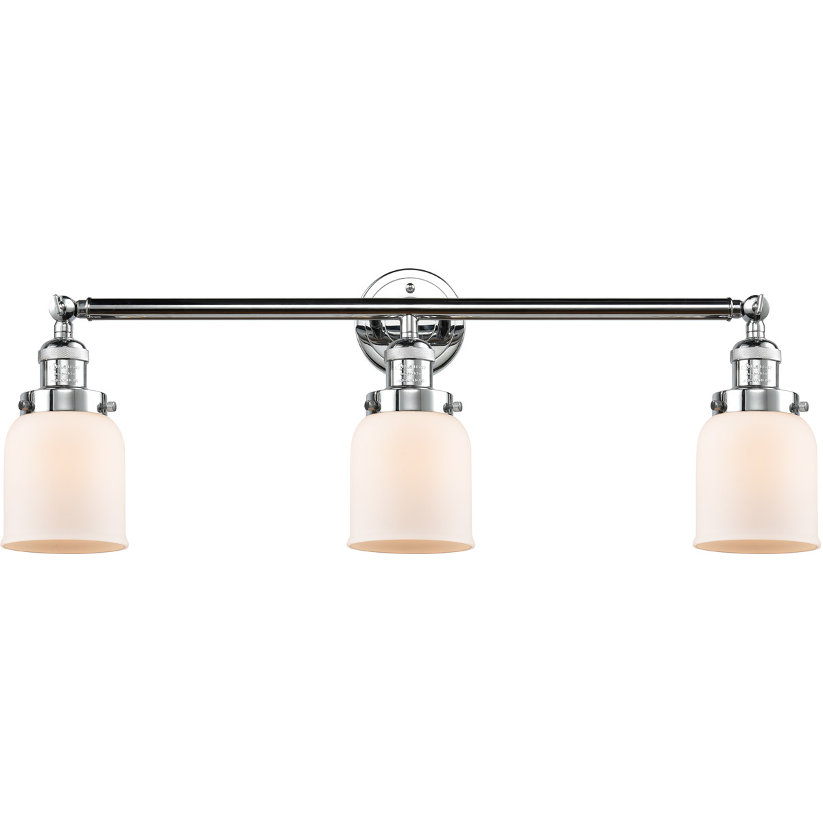 Innovations Lighting 205-PC-G51-LED Franklin Restoration Small Bell LED 30 inch Polished Chrome Bath Vanity Light Wall Light in Matte White Glass, Fra