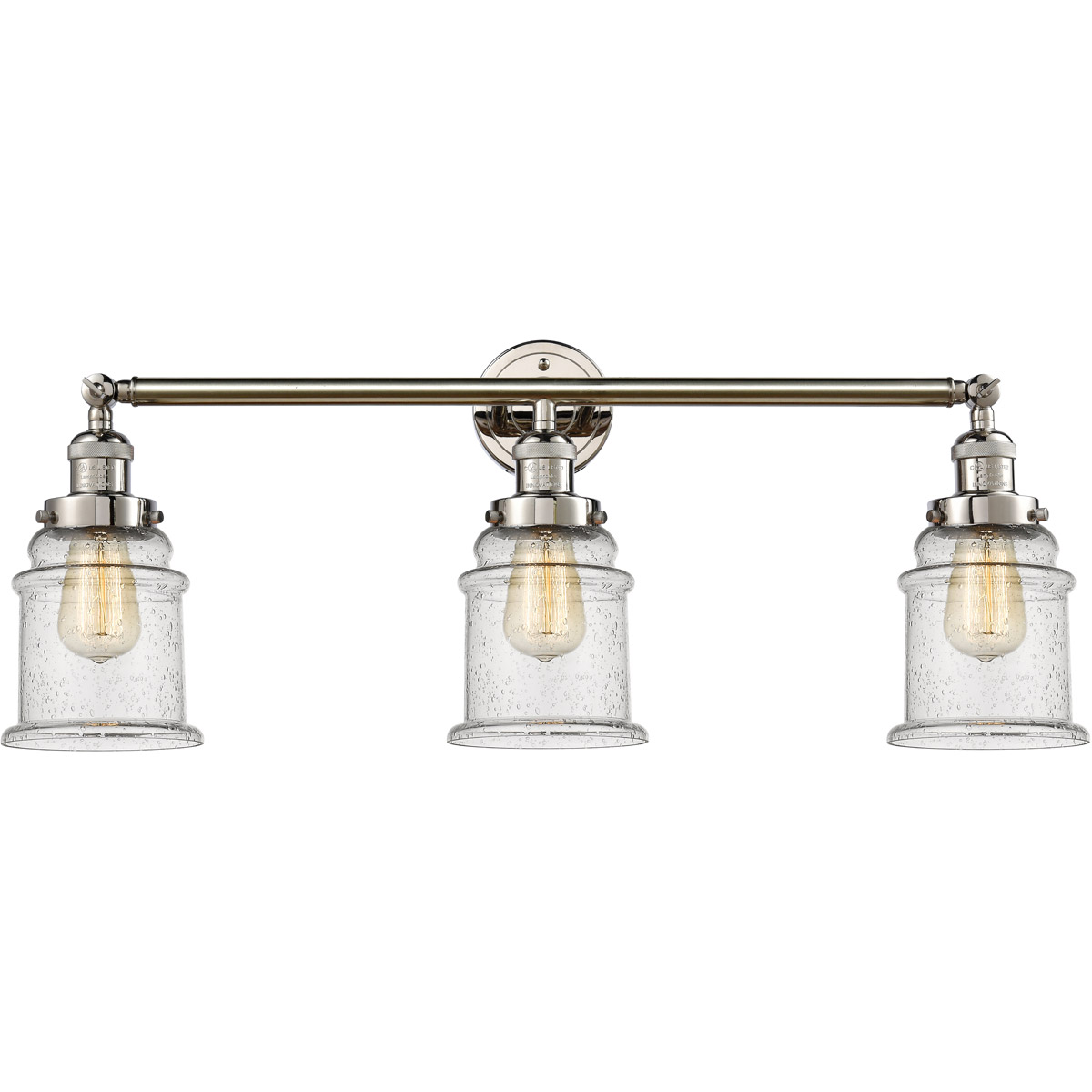 Innovations Lighting 205-PN-G184 Franklin Restoration Canton 3 Light 30 inch Polished Nickel Bath Vanity Light Wall Light in Seedy Glass, Franklin Res