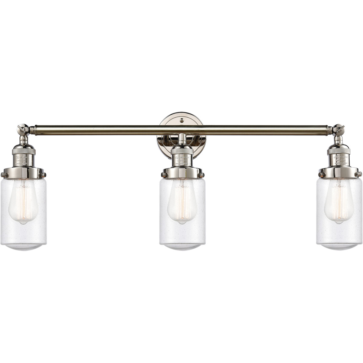 Innovations Lighting 205-PN-G314 Franklin Restoration Dover 3 Light 31 inch Polished Nickel Bath Vanity Light Wall Light in Seedy Glass, Franklin Rest
