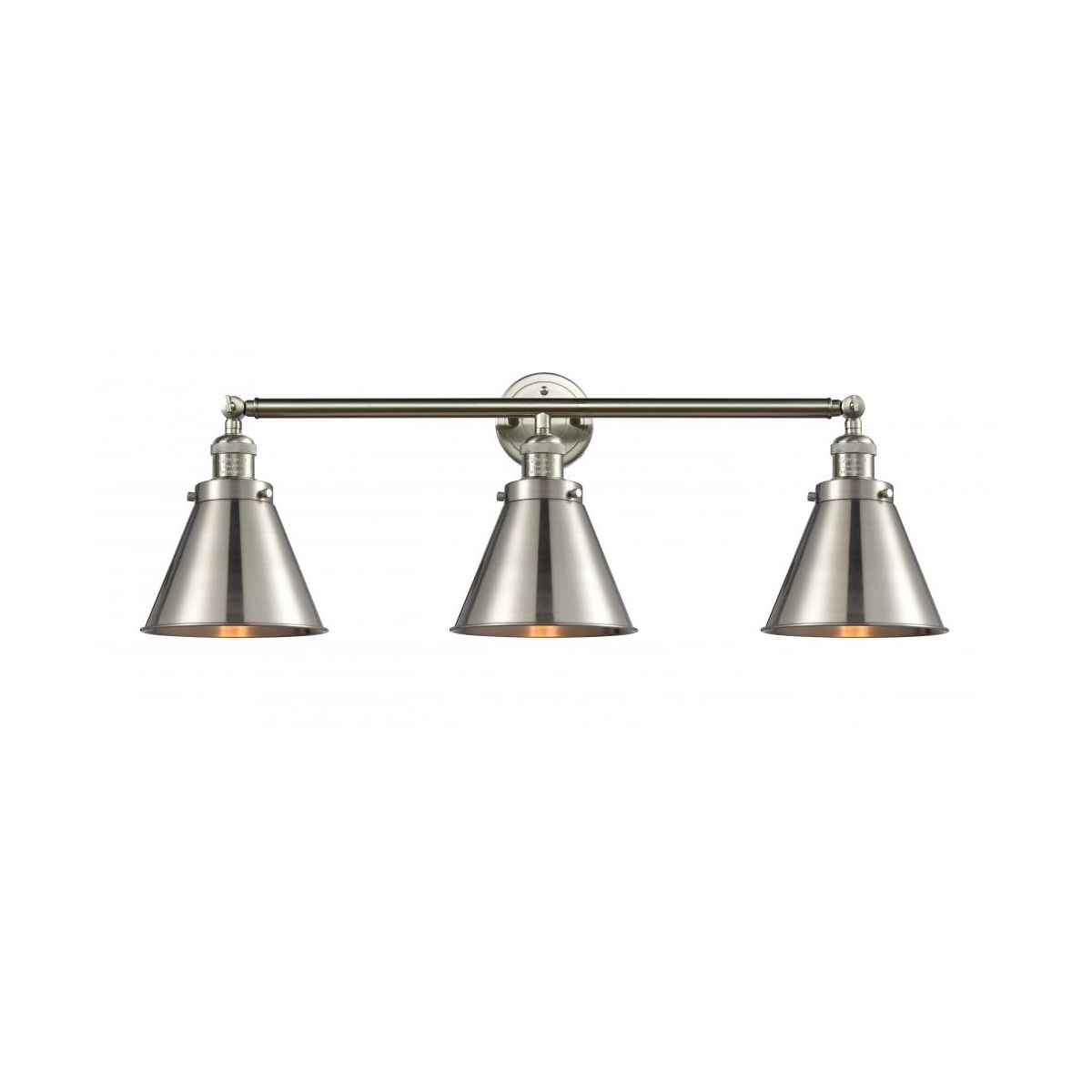 Innovations Lighting 205-SN-M13-SN Franklin Restoration Appalachian 3 Light 32 inch Brushed Satin Nickel Bath Vanity Light Wall Light, Franklin Restor