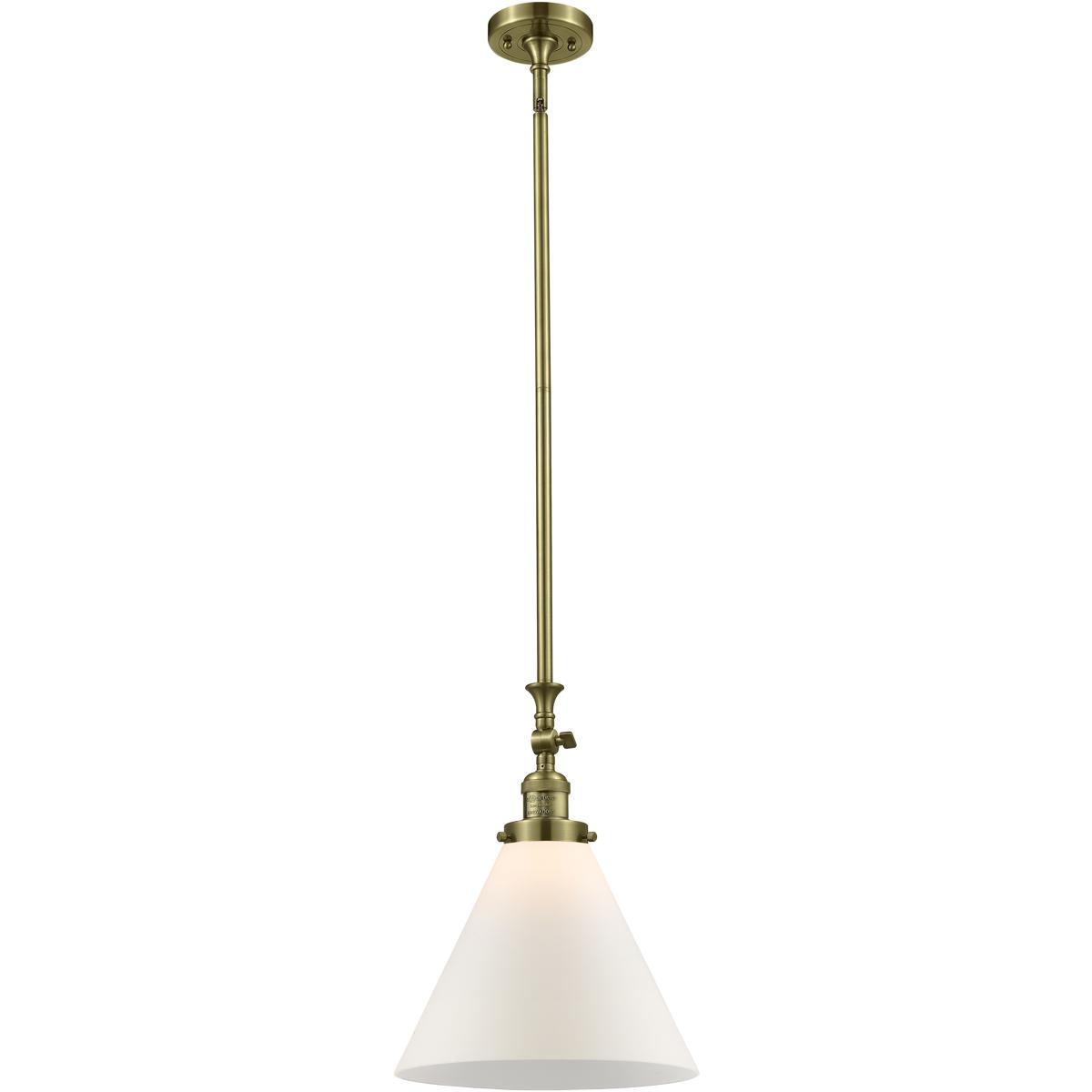 Innovations Lighting 206-AB-G41-L Franklin Restoration Cone 1 Light 12 inch Antique Brass Mini Pendant Ceiling Light in Incandescent, Matte White, Fra