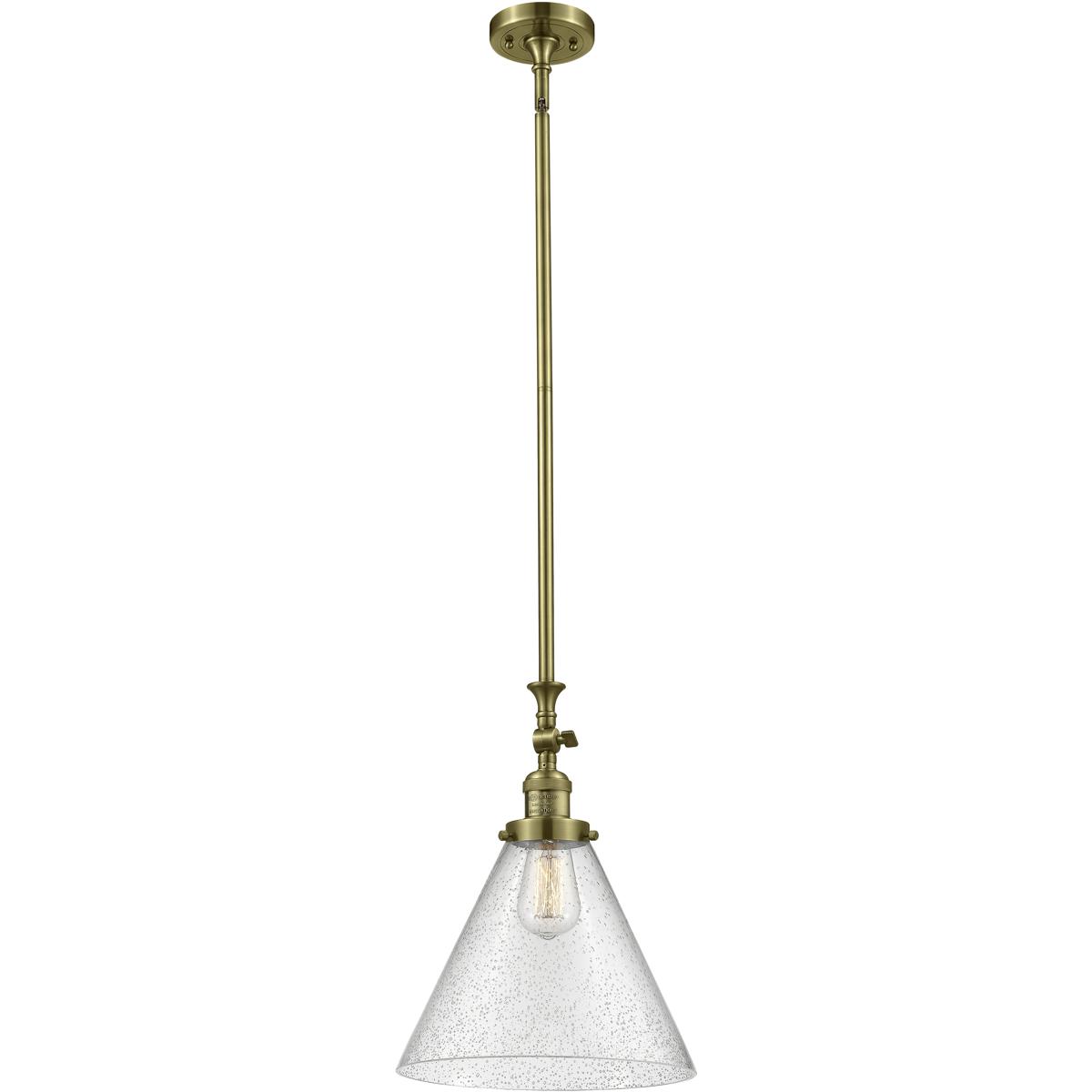 Innovations Lighting 206-AB-G44-L-LED Franklin Restoration Cone LED 12 inch Antique Brass Mini Pendant Ceiling Light in Seedy, Franklin Restoration