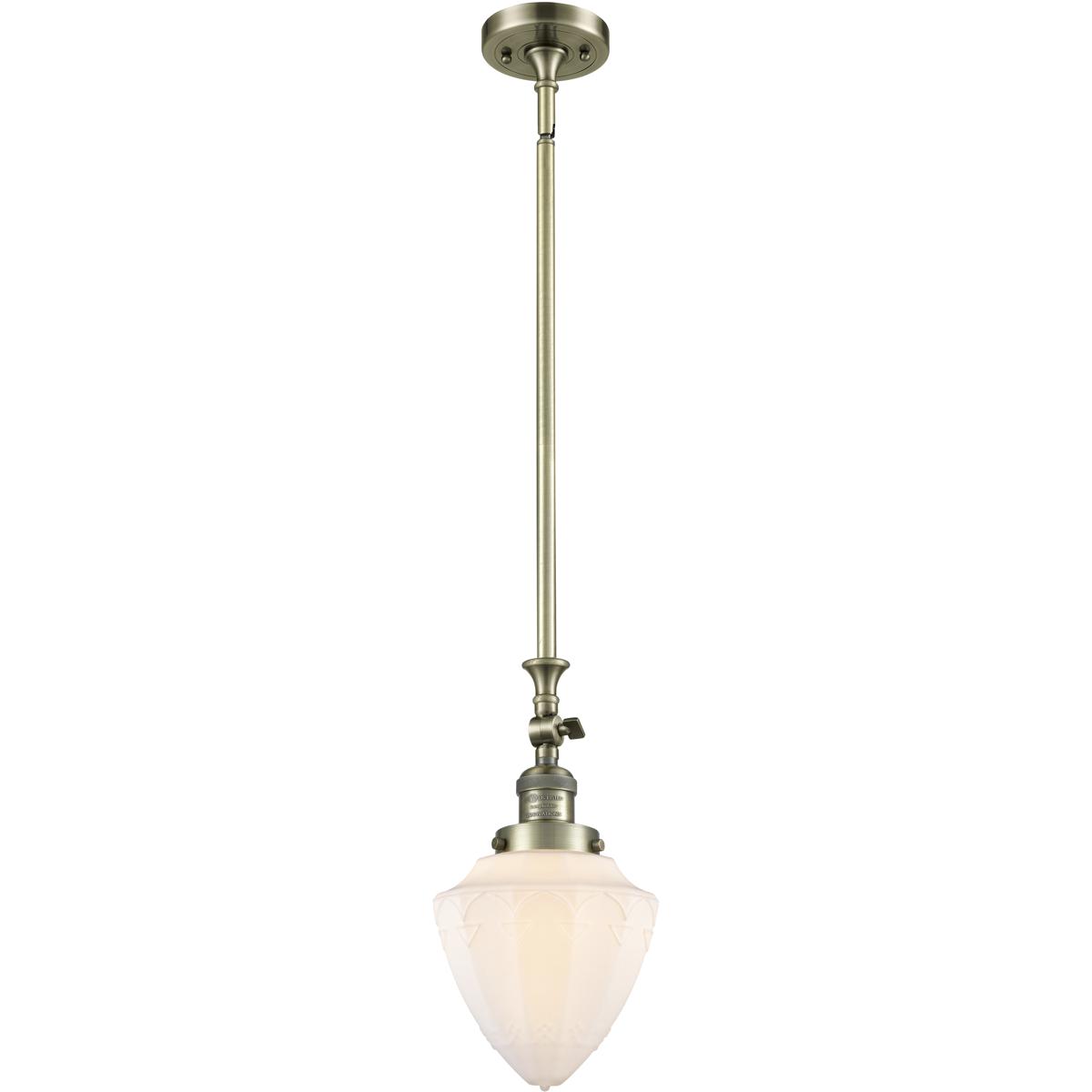 Innovations Lighting 206-AB-G661-7 Franklin Restoration Bullet 1 Light 7 inch Antique Brass Mini Pendant Ceiling Light in Incandescent, Matte White
