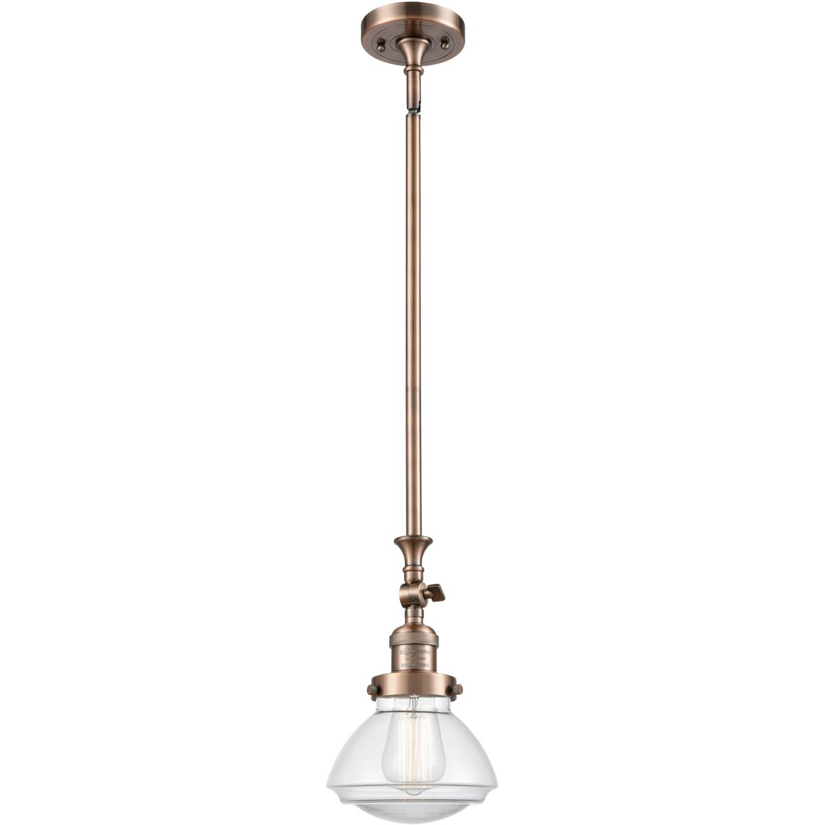 Innovations Lighting 206-AC-G322 Franklin Restoration Olean 1 Light 6.75 inch Antique Copper Mini Pendant Ceiling Light in Incandescent, Clear, Frankl