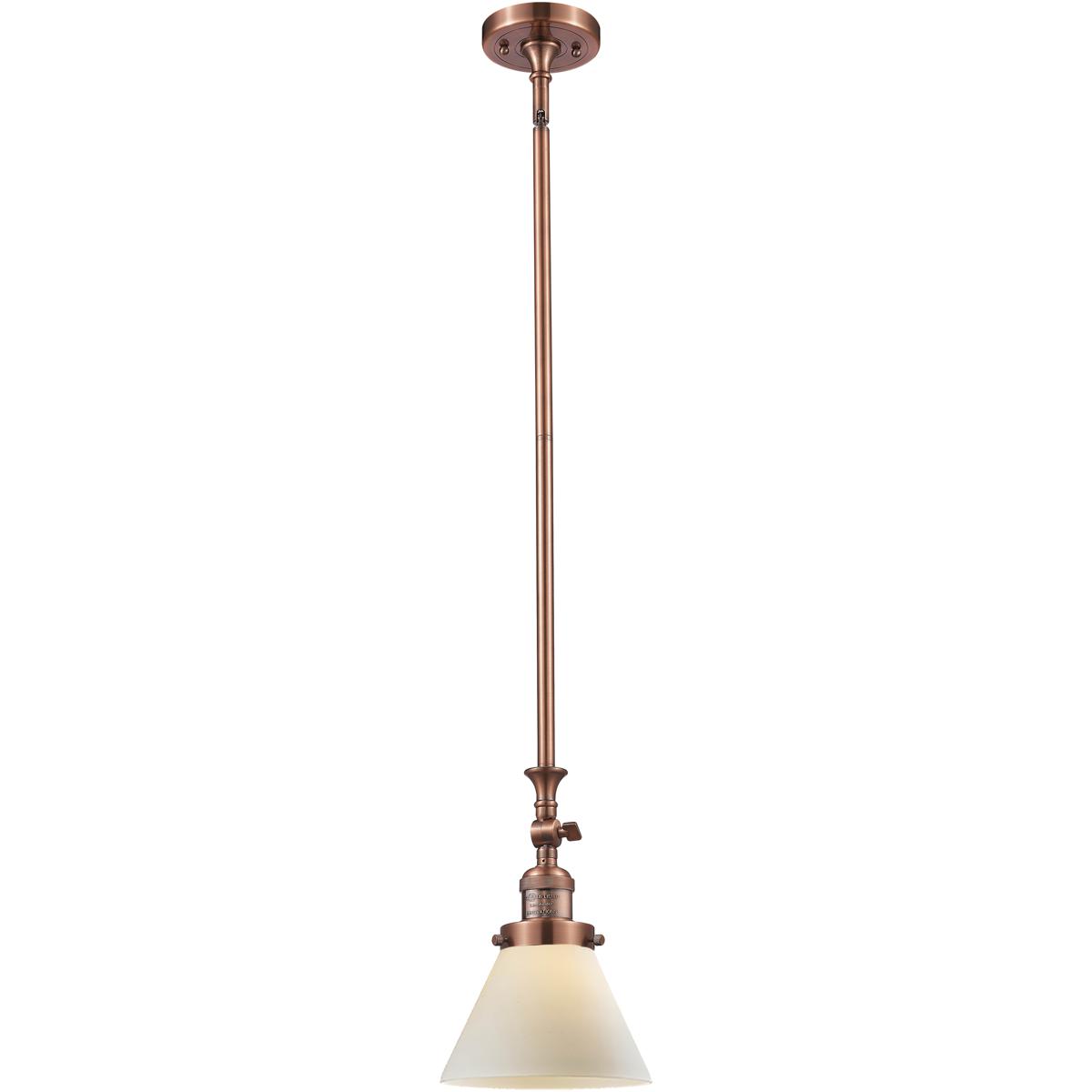 Innovations Lighting 206-AC-G41 Franklin Restoration Cone 1 Light 8 inch Antique Copper Mini Pendant Ceiling Light in Incandescent, Matte White, Frank