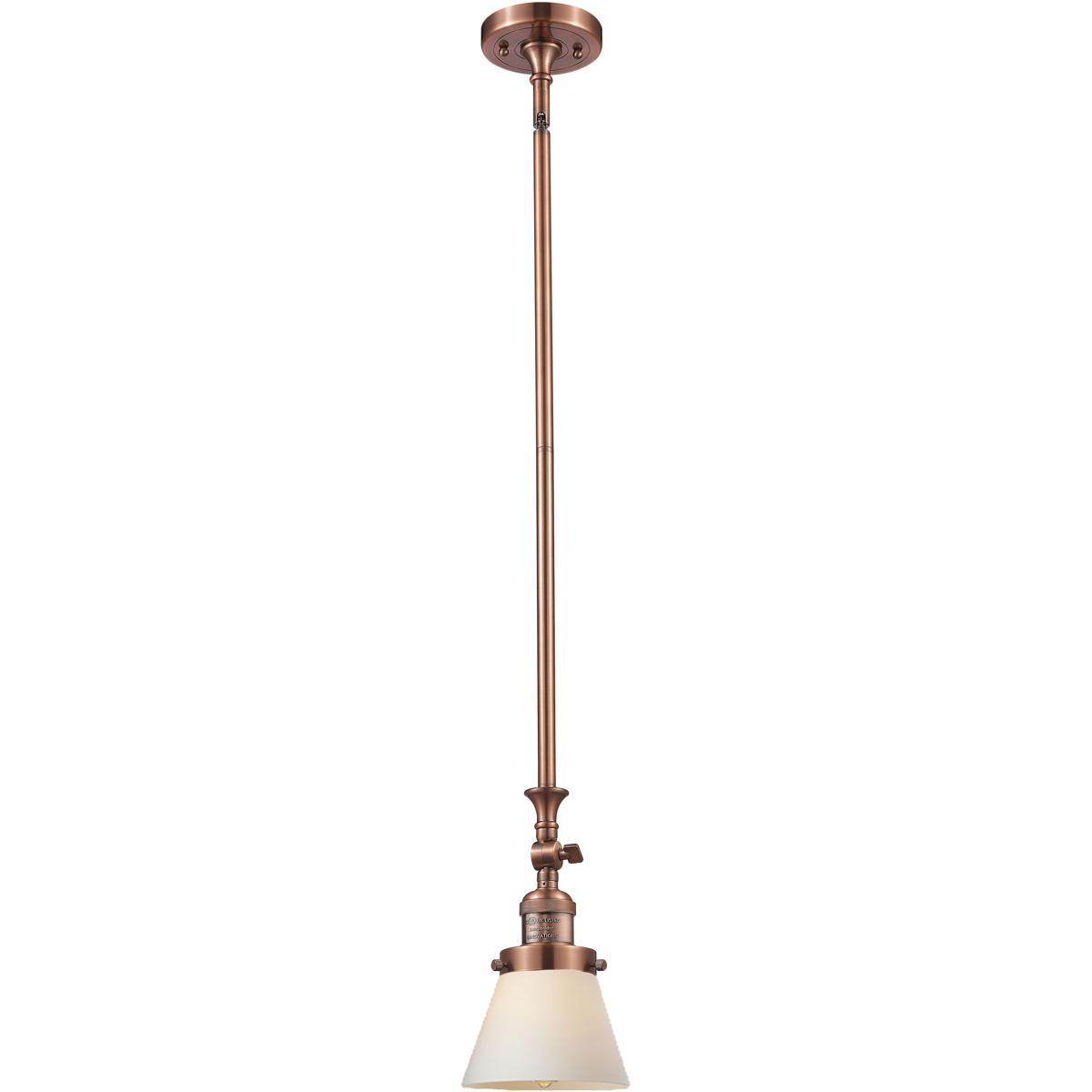 Innovations Lighting 206-AC-G61 Franklin Restoration Cone 1 Light 6 inch Antique Copper Mini Pendant Ceiling Light in Incandescent, Matte White, Frank