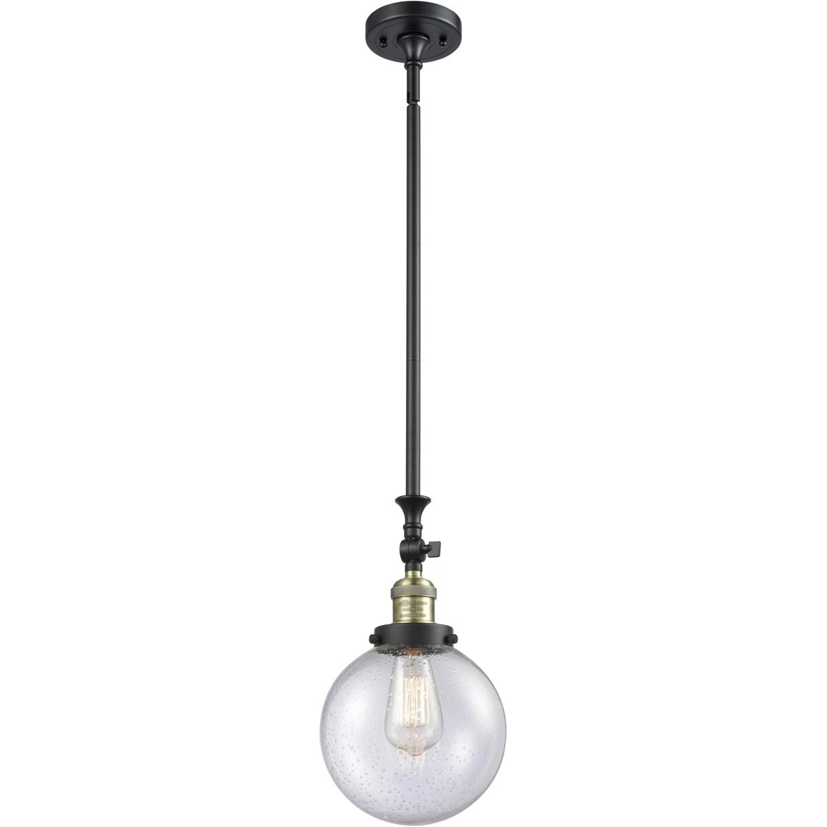 Innovations Lighting 206-BAB-G204-8 Franklin Restoration Beacon 1 Light 8 inch Black Antique Brass Mini Pendant Ceiling Light in Incandescent, Seedy, 