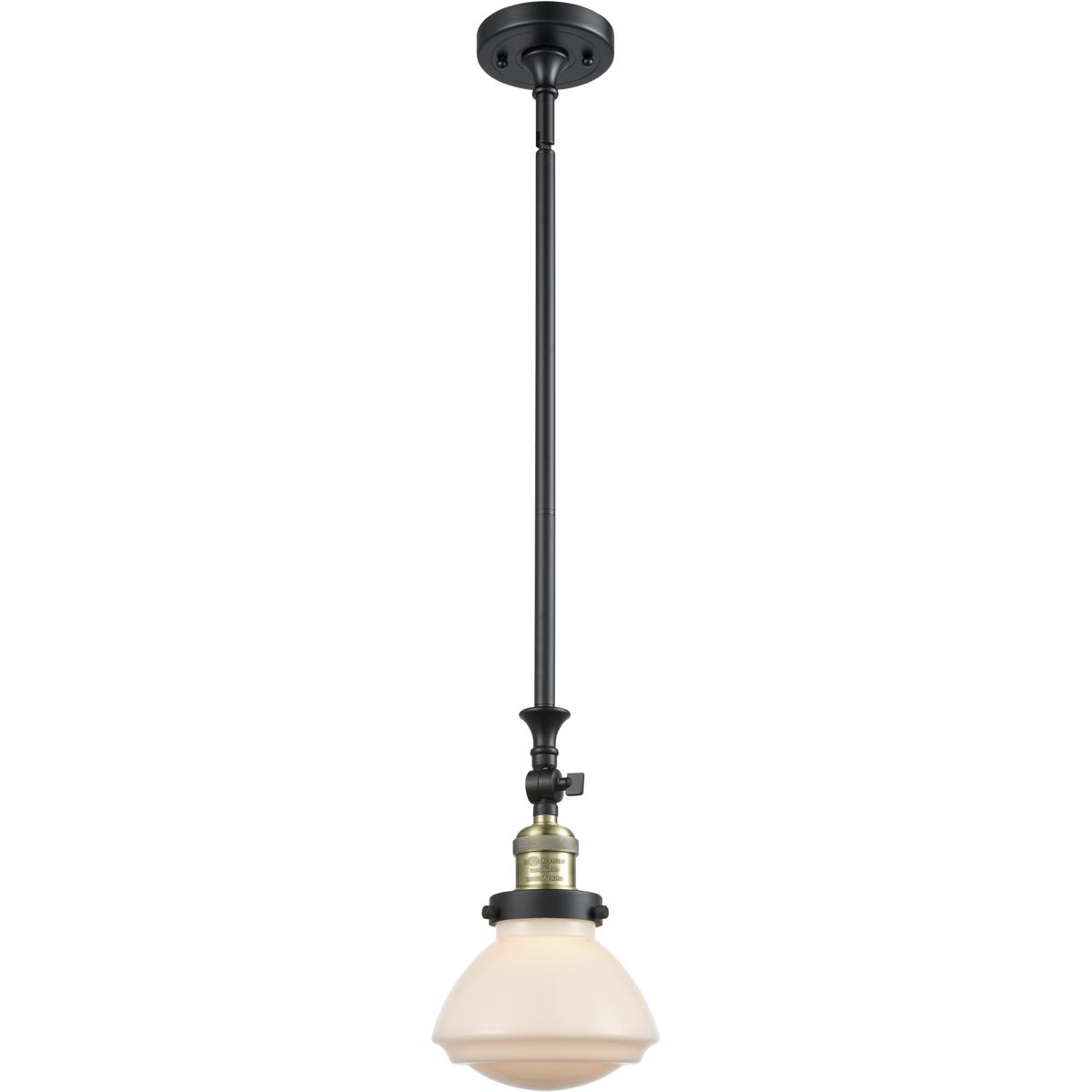 Innovations Lighting 206-BAB-G321-LED Franklin Restoration Olean LED 6.75 inch Black Antique Brass Mini Pendant Ceiling Light in Matte White, Franklin