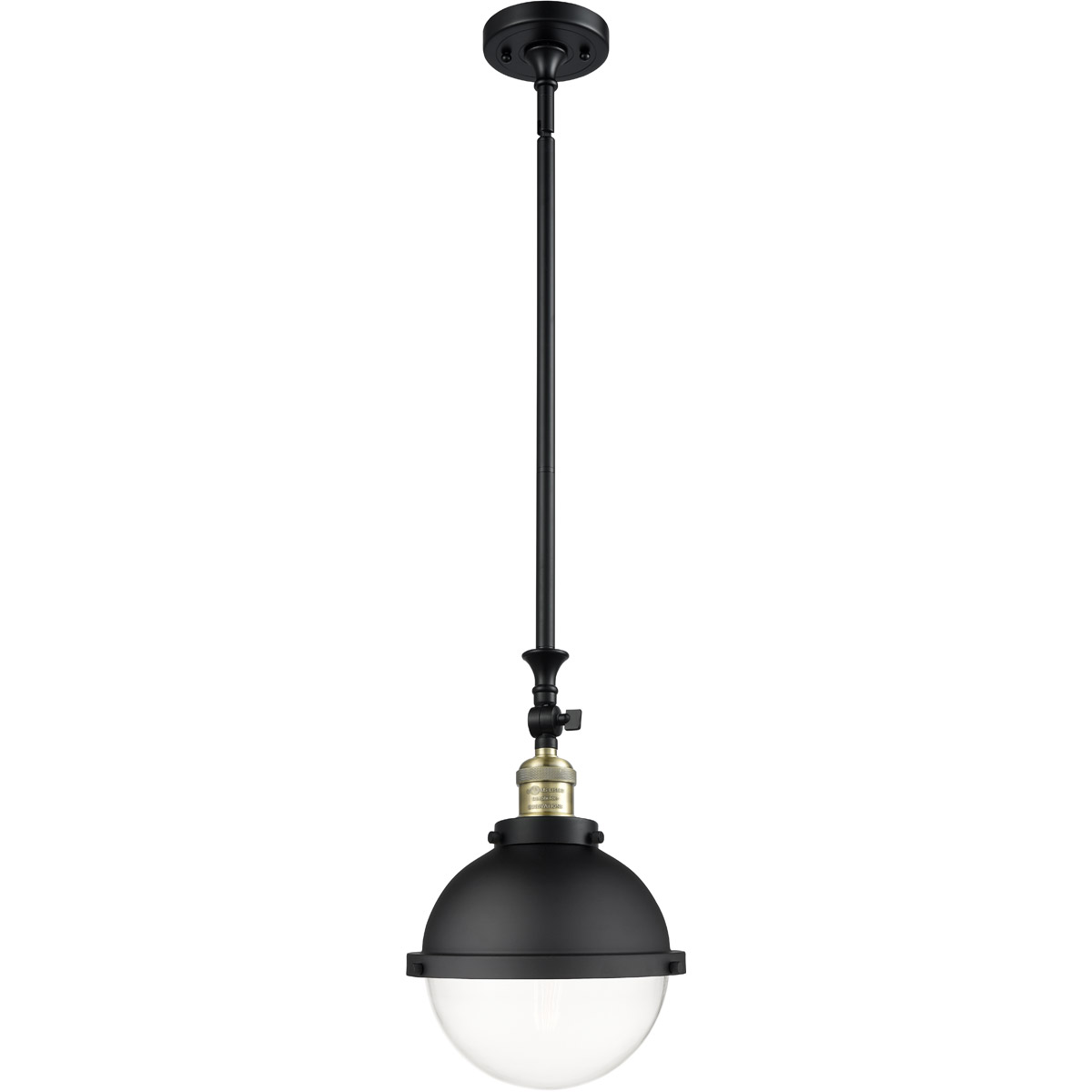 Innovations Lighting 206-BAB-HFS-84-BK-LED Franklin Restoration Hampden LED 9 inch Black Antique Brass Mini Pendant Ceiling Light in Seedy Glass
