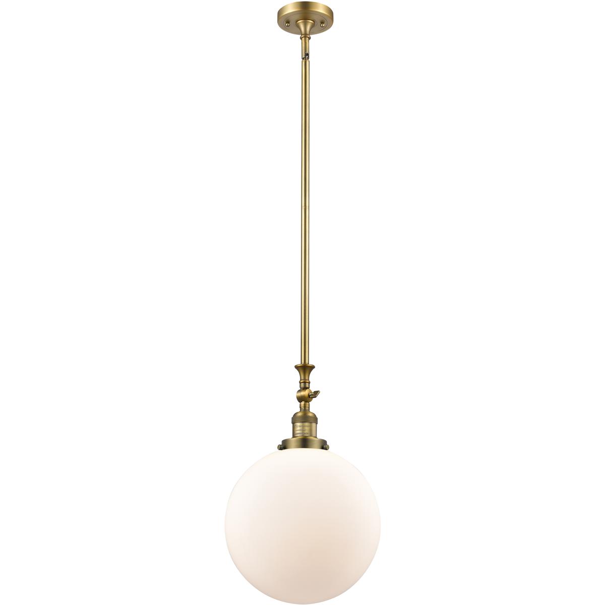 Innovations Lighting 206-BB-G201-12 Franklin Restoration Beacon 1 Light 12 inch Brushed Brass Mini Pendant Ceiling Light in Incandescent, Matte White,