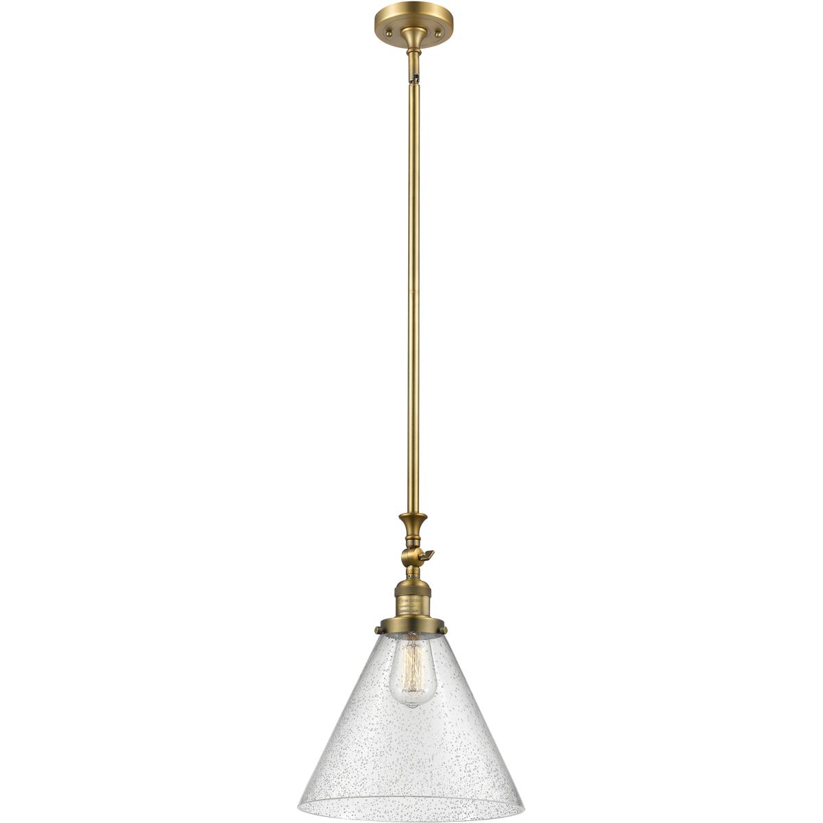 Innovations Lighting 206-BB-G44-L Franklin Restoration Cone 1 Light 12 inch Brushed Brass Mini Pendant Ceiling Light in Incandescent, Seedy, Franklin