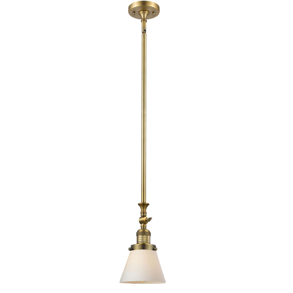 Innovations Lighting 206-BB-G61 Franklin Restoration Cone 1 Light 6 inch Brushed Brass Mini Pendant Ceiling Light in Incandescent, Matte White, Frankl