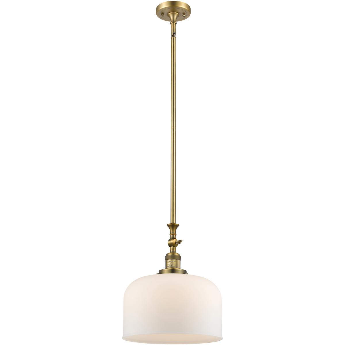 Innovations Lighting 206-BB-G71-L-LED Franklin Restoration Bell LED 12 inch Brushed Brass Mini Pendant Ceiling Light in Matte White, Franklin Restorat