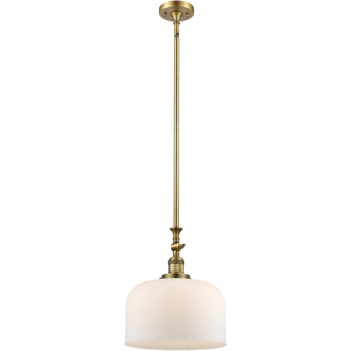 Innovations Lighting 206-BB-G71-L Franklin Restoration Bell 1 Light 12 inch Brushed Brass Mini Pendant Ceiling Light in Incandescent, Matte White, Fra