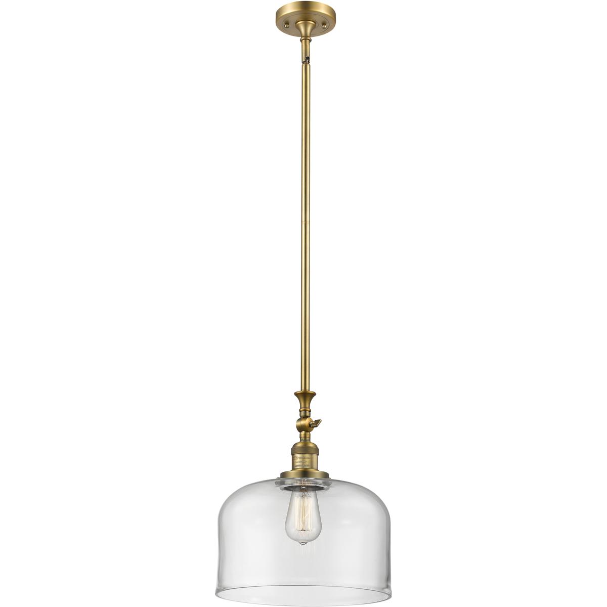 Innovations Lighting 206-BB-G72-L Franklin Restoration Bell 1 Light 12 inch Brushed Brass Mini Pendant Ceiling Light in Incandescent, Clear, Franklin 