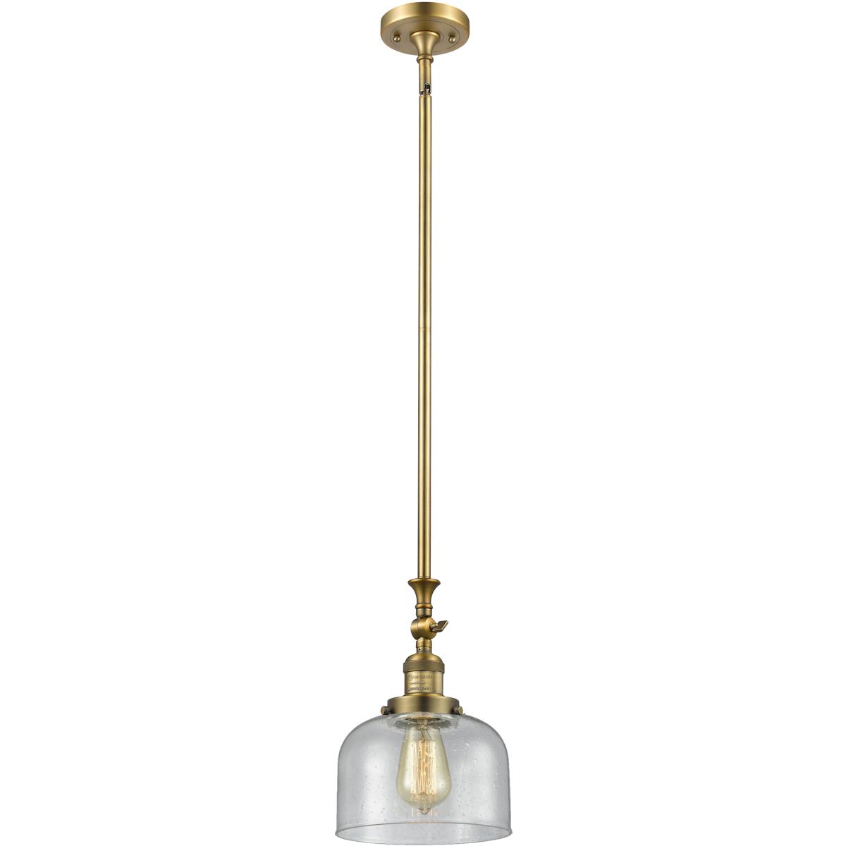 Innovations Lighting 206-BB-G74-LED Franklin Restoration Bell LED 8 inch Brushed Brass Mini Pendant Ceiling Light in Seedy, Franklin Restoration