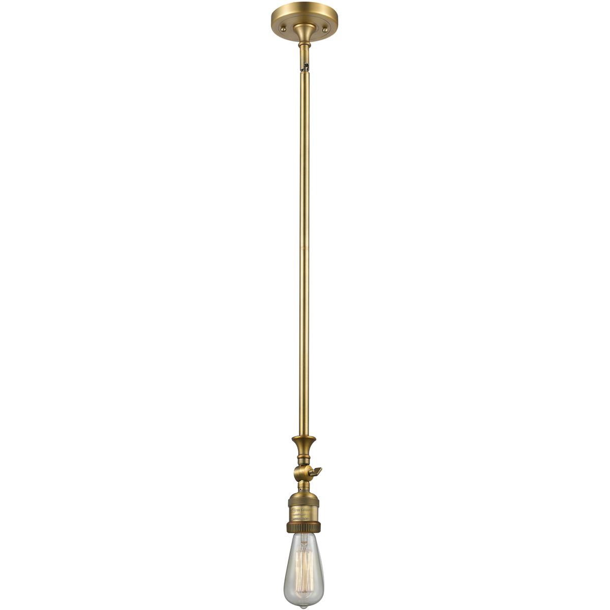 Innovations Lighting 206-BB Franklin Restoration Bare Bulb 1 Light 4 inch Brushed Brass Mini Pendant Ceiling Light in Incandescent, Franklin Restorati