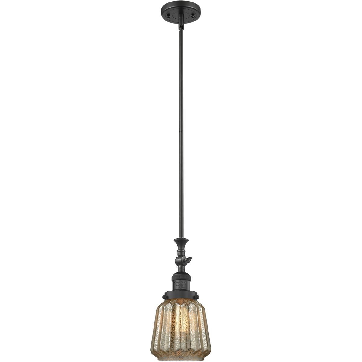 Innovations Lighting 206-BK-G146-LED Franklin Restoration Chatham LED 6 inch Matte Black Mini Pendant Ceiling Light in Mercury, Franklin Restoration