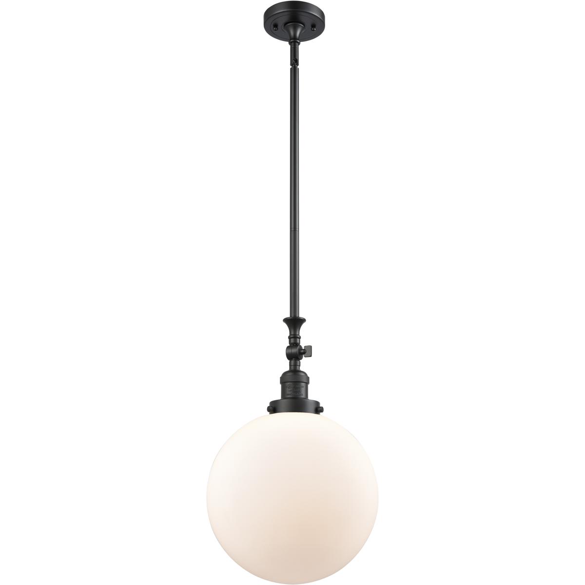 Innovations Lighting 206-BK-G201-12-LED Franklin Restoration Beacon LED 12 inch Matte Black Mini Pendant Ceiling Light in Matte White, Franklin Restor