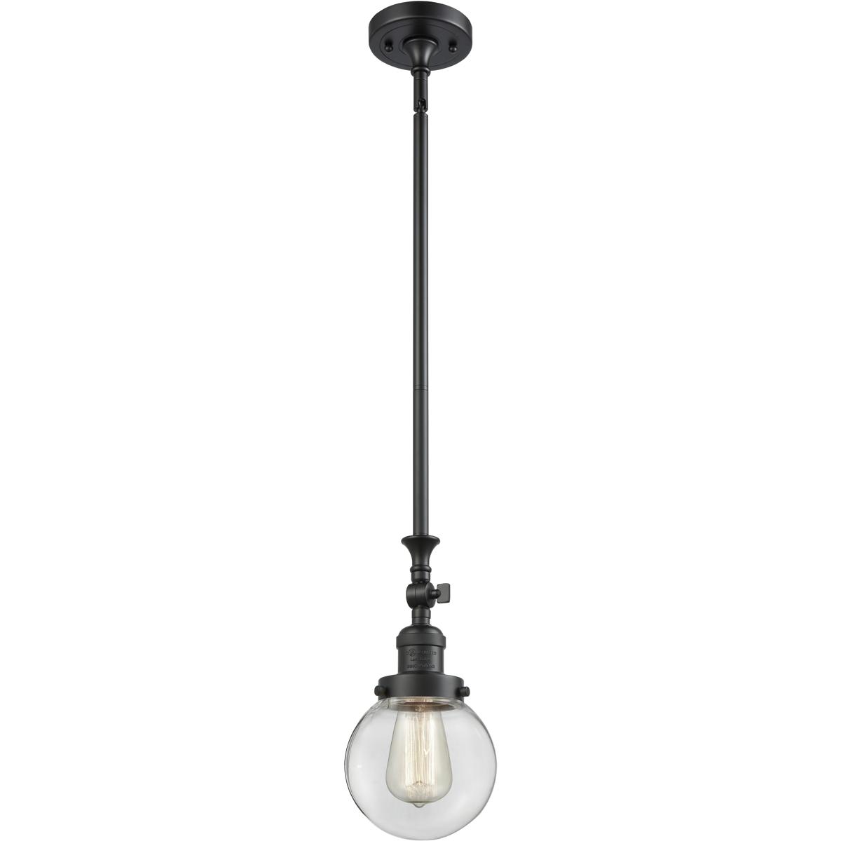 Innovations Lighting 206-BK-G202-6 Franklin Restoration Beacon 1 Light 6 inch Matte Black Mini Pendant Ceiling Light in Incandescent, Clear, Franklin 