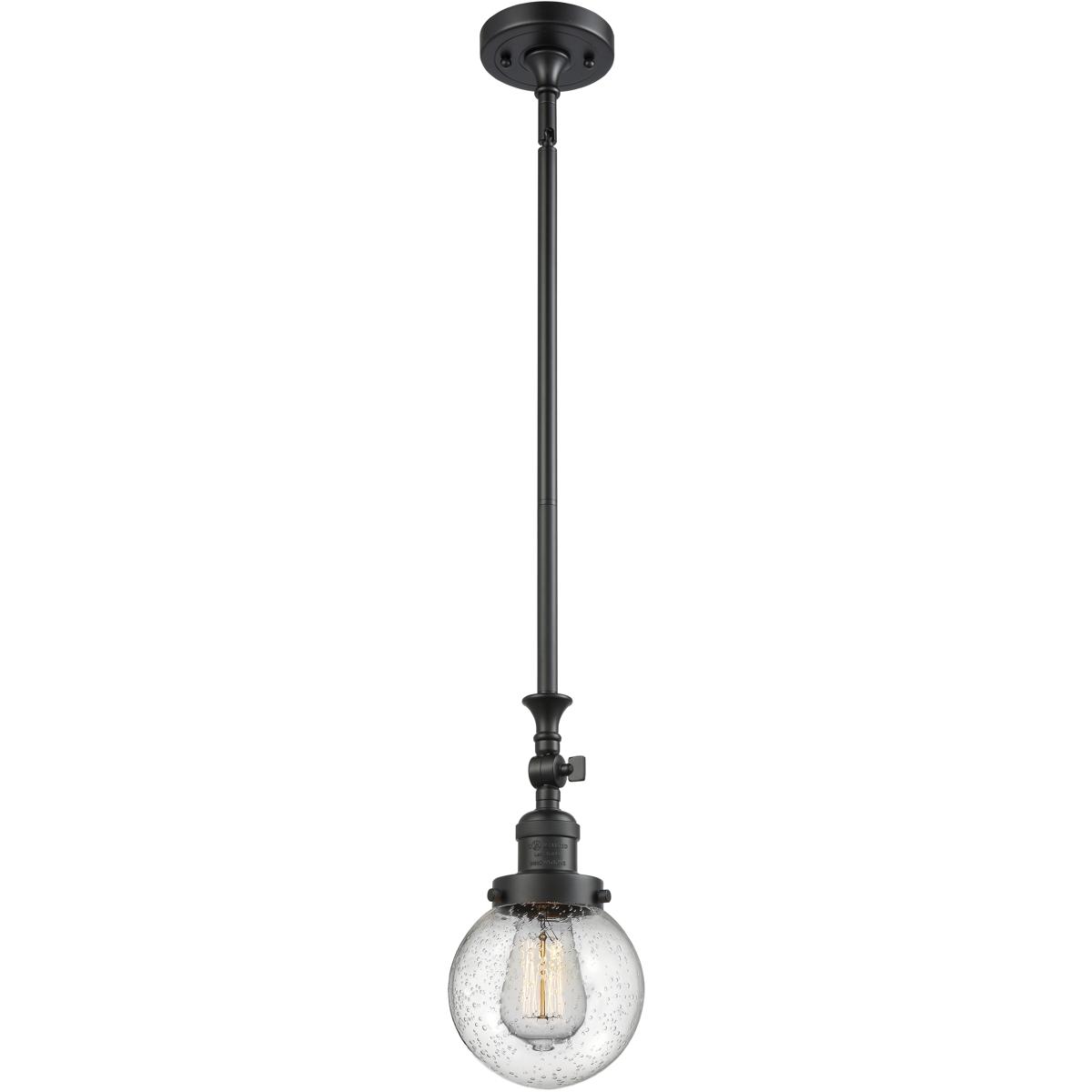 Innovations Lighting 206-BK-G204-6 Franklin Restoration Beacon 1 Light 6 inch Matte Black Mini Pendant Ceiling Light in Incandescent, Seedy, Franklin