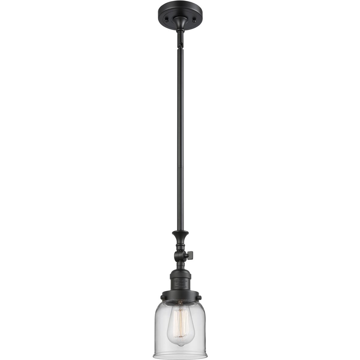 Innovations Lighting 206-BK-G52 Franklin Restoration Bell 1 Light 5 inch Matte Black Mini Pendant Ceiling Light in Incandescent, Clear, Franklin Resto