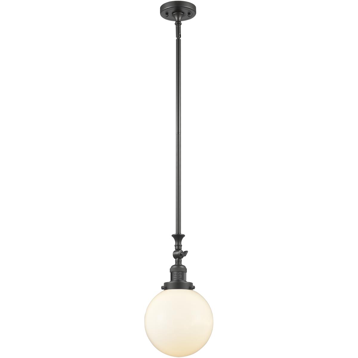 Innovations Lighting 206-OB-G201-8 Franklin Restoration Beacon 1 Light 8 inch Oil Rubbed Bronze Mini Pendant Ceiling Light in Incandescent, Matte Whit