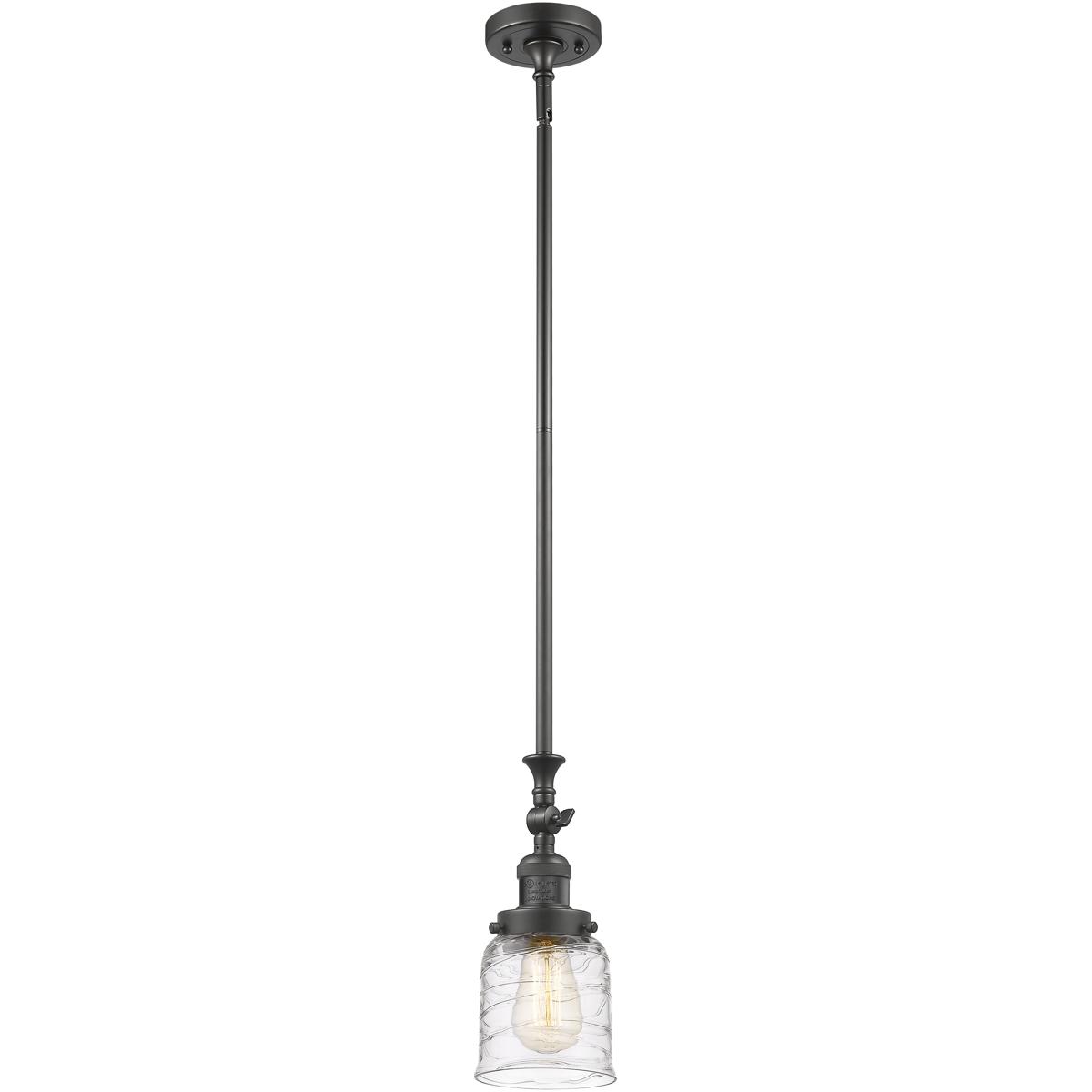 Innovations Lighting 206-OB-G513-LED Franklin Restoration Bell LED 5 inch Oil Rubbed Bronze Mini Pendant Ceiling Light in Deco Swirl