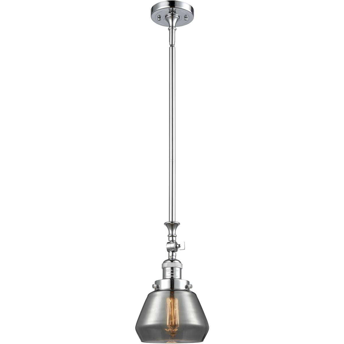 Innovations Lighting 206-PC-G173-LED Franklin Restoration Fulton LED 7 inch Polished Chrome Mini Pendant Ceiling Light in Plated Smoke, Franklin Resto