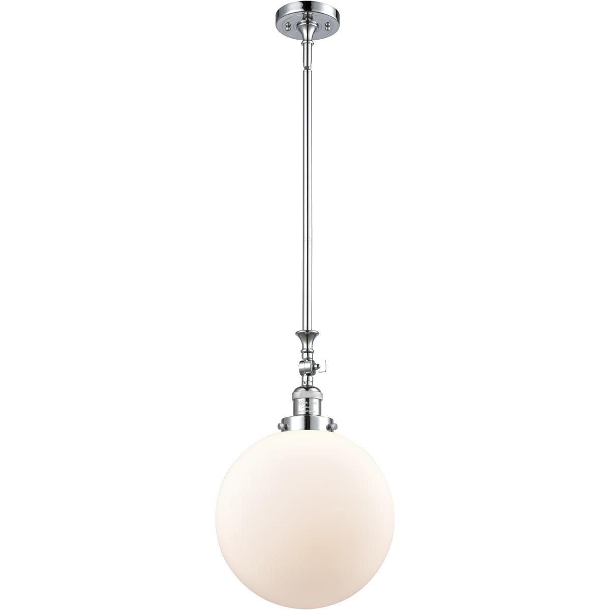 Innovations Lighting 206-PC-G201-12-LED Franklin Restoration Beacon LED 12 inch Polished Chrome Mini Pendant Ceiling Light in Matte White, Franklin Re