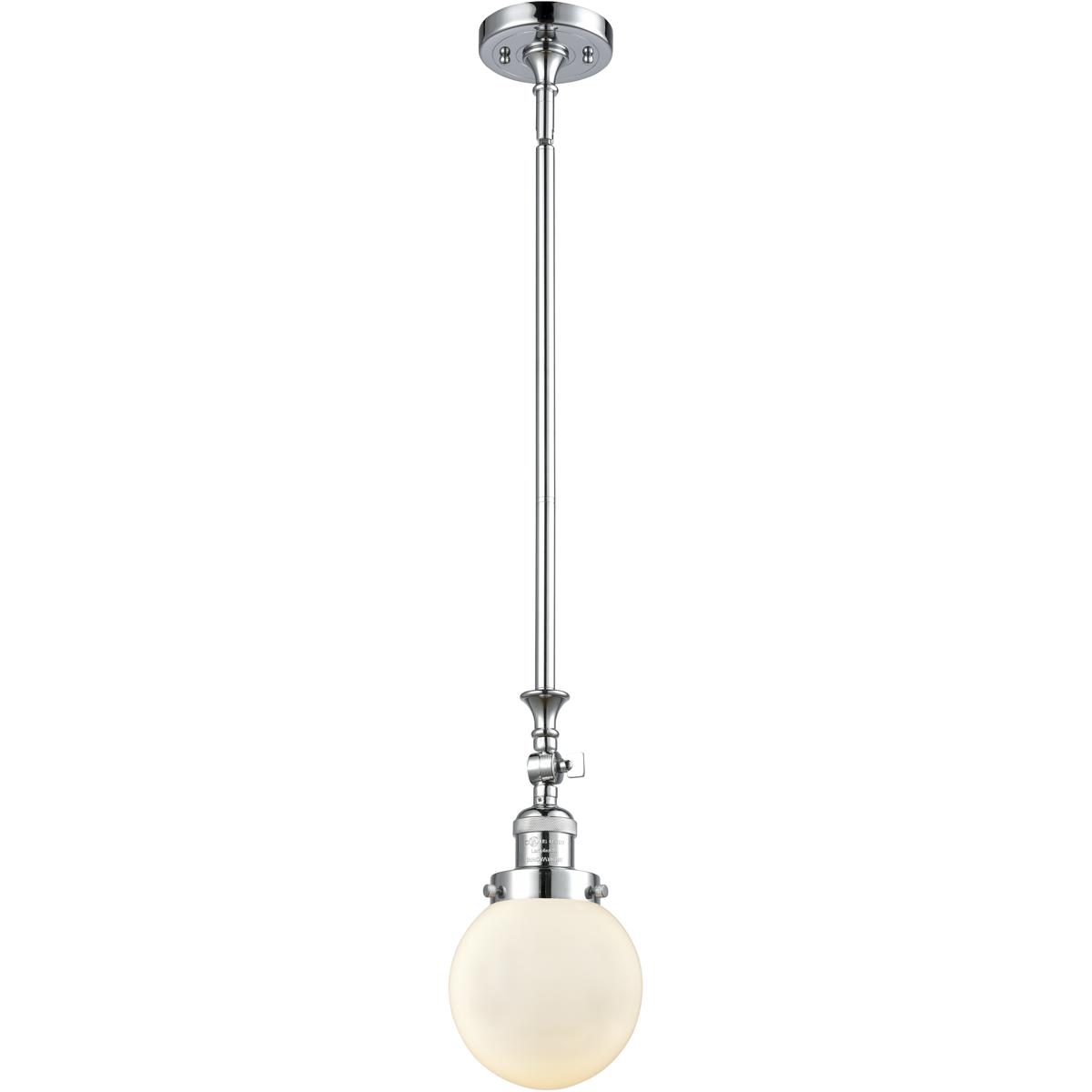 Innovations Lighting 206-PC-G201-6 Franklin Restoration Beacon 1 Light 6 inch Polished Chrome Mini Pendant Ceiling Light in Incandescent, Matte White,