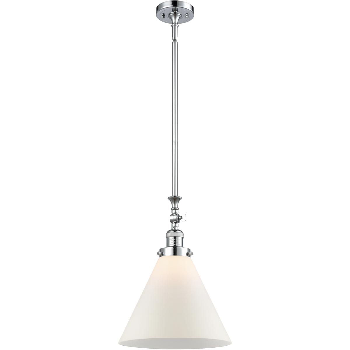 Innovations Lighting 206-PC-G41-L-LED Franklin Restoration Cone LED 12 inch Polished Chrome Mini Pendant Ceiling Light in Matte White, Franklin Restor