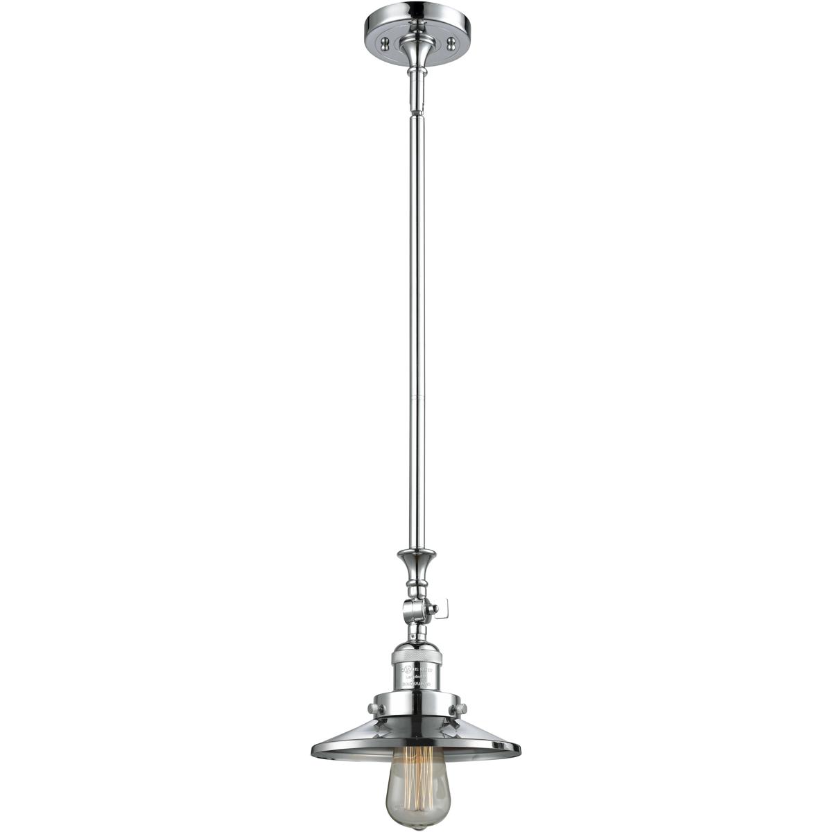 Innovations Lighting 206-PC-M7-LED Franklin Restoration Railroad LED 8 inch Polished Chrome Mini Pendant Ceiling Light, Franklin Restoration