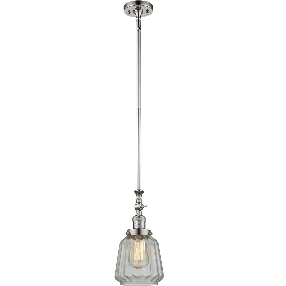 Innovations Lighting 206-PN-G142-LED Franklin Restoration Chatham LED 6 inch Polished Nickel Mini Pendant Ceiling Light in Clear, Franklin Restoration