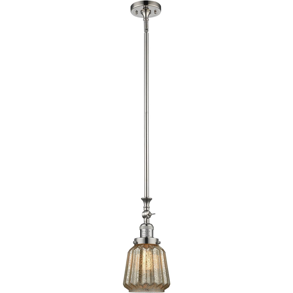 Innovations Lighting 206-PN-G146 Franklin Restoration Chatham 1 Light 6 inch Polished Nickel Mini Pendant Ceiling Light in Incandescent, Mercury, Fran