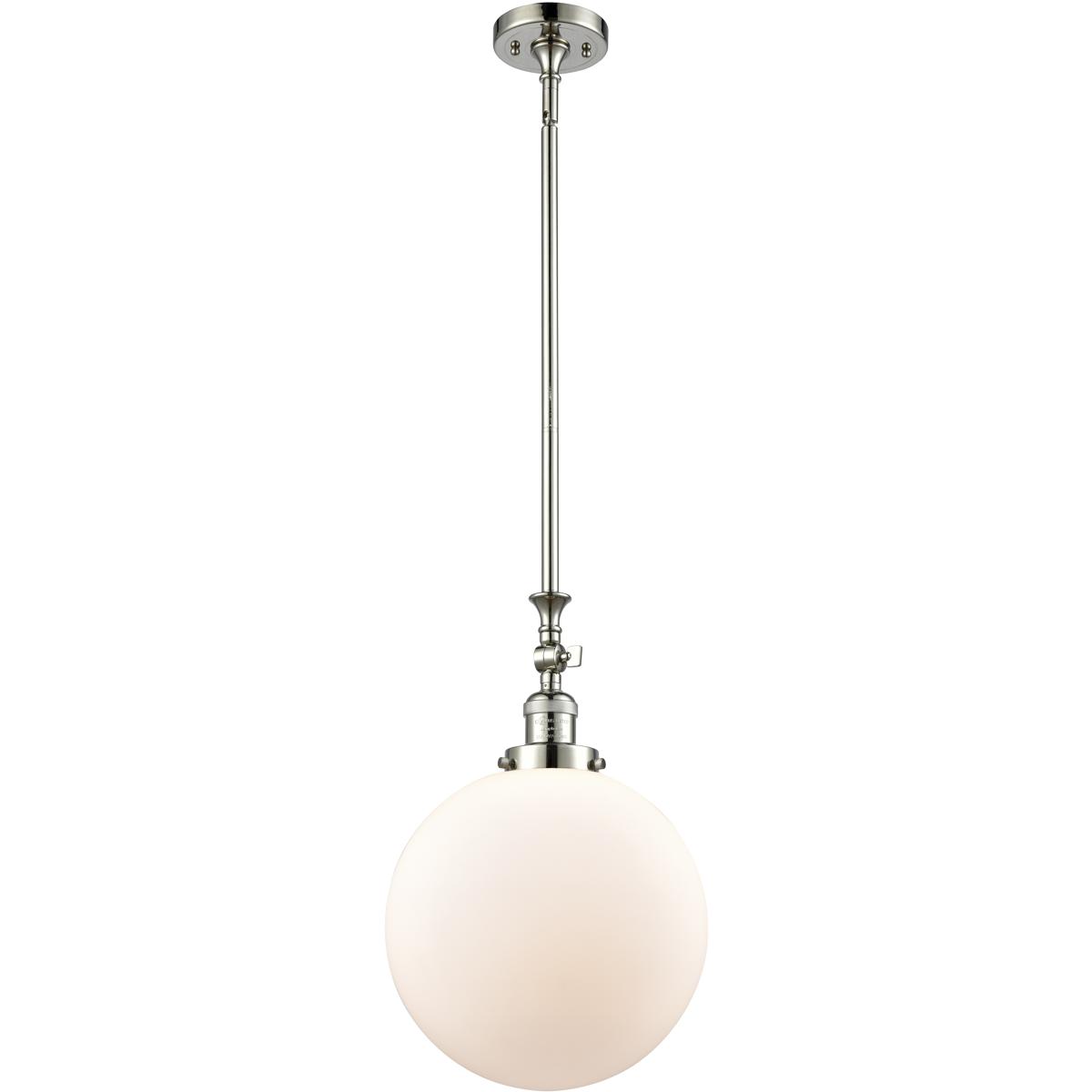 Innovations Lighting 206-PN-G201-12-LED Franklin Restoration Beacon LED 12 inch Polished Nickel Mini Pendant Ceiling Light in Matte White, Franklin Re