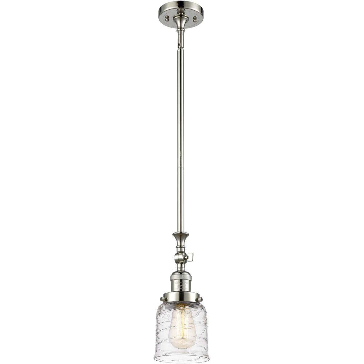 Innovations Lighting 206-PN-G513-LED Franklin Restoration Bell LED 5 inch Polished Nickel Mini Pendant Ceiling Light in Deco Swirl