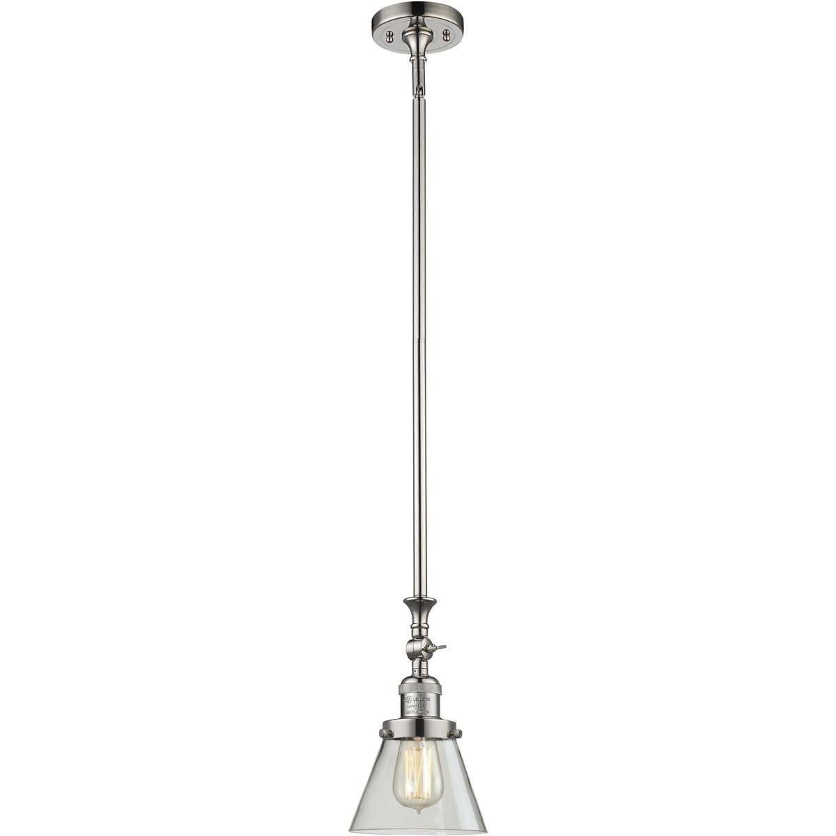 Innovations Lighting 206-PN-G62 Franklin Restoration Cone 1 Light 6 inch Polished Nickel Mini Pendant Ceiling Light in Incandescent, Clear, Franklin R