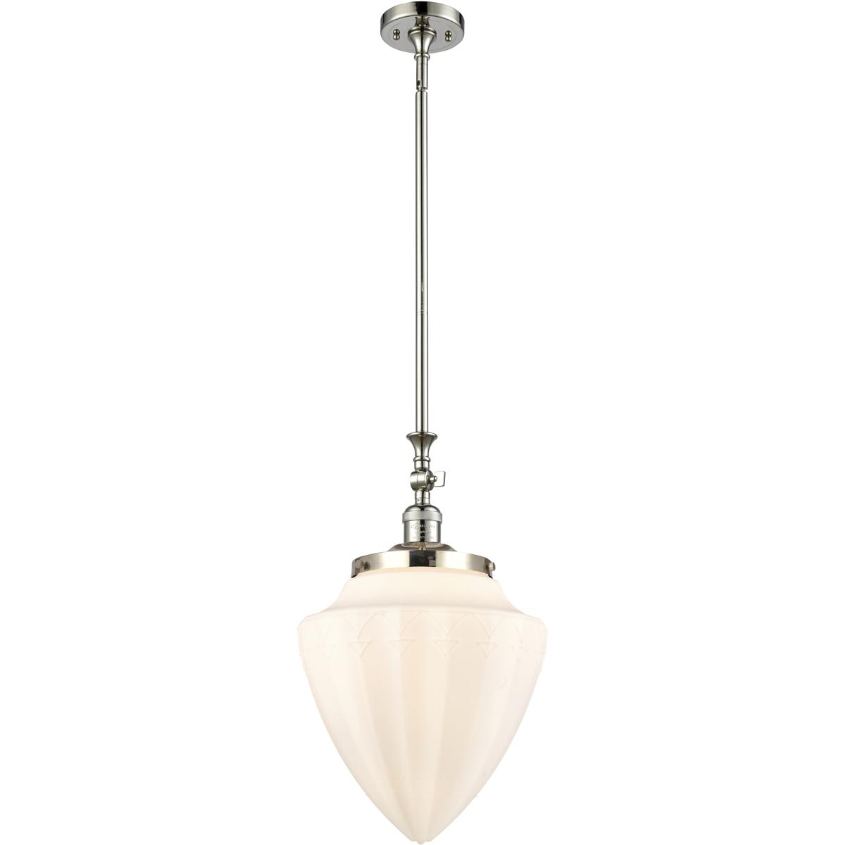 Innovations Lighting 206-PN-G661-12 Franklin Restoration Bullet 1 Light 12 inch Polished Nickel Mini Pendant Ceiling Light in Incandescent, Matte Whit