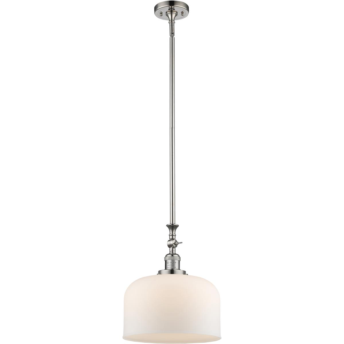 Innovations Lighting 206-PN-G71-L-LED Franklin Restoration Bell LED 12 inch Polished Nickel Mini Pendant Ceiling Light in Matte White, Franklin Restor