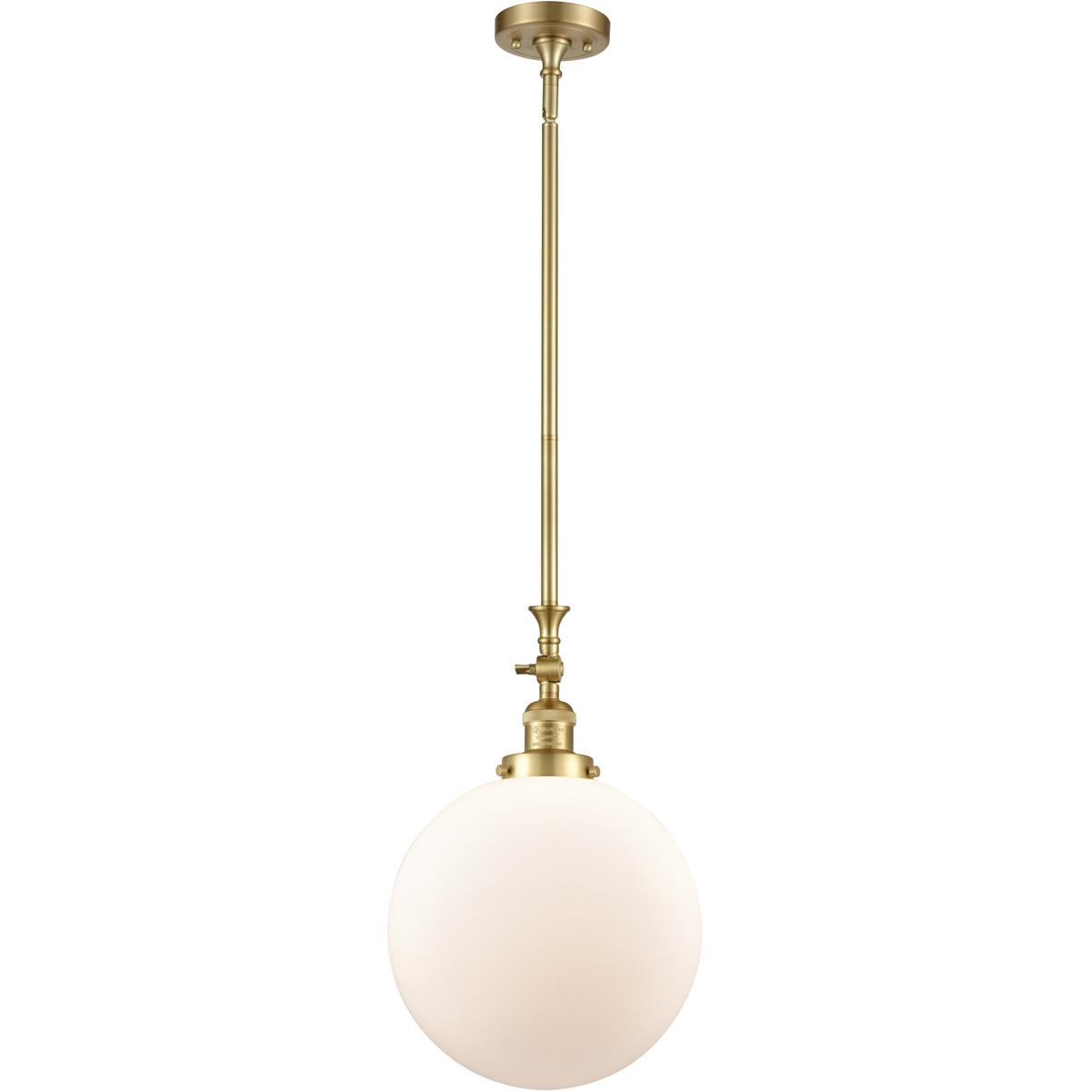 Innovations Lighting 206-SG-G201-12 Franklin Restoration Beacon 1 Light 12 inch Satin Gold Mini Pendant Ceiling Light in Incandescent, Matte White, Fr